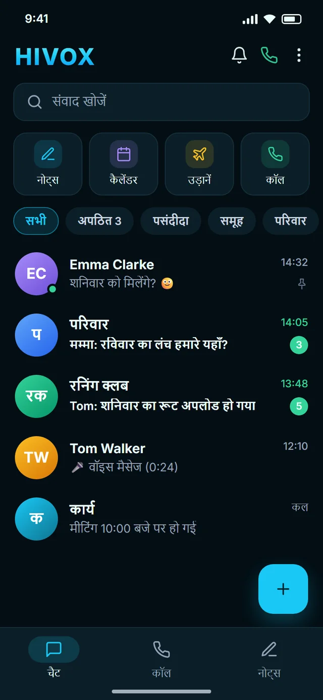 फ़ोन पर HIVOXTOK: बातचीतों की सूची