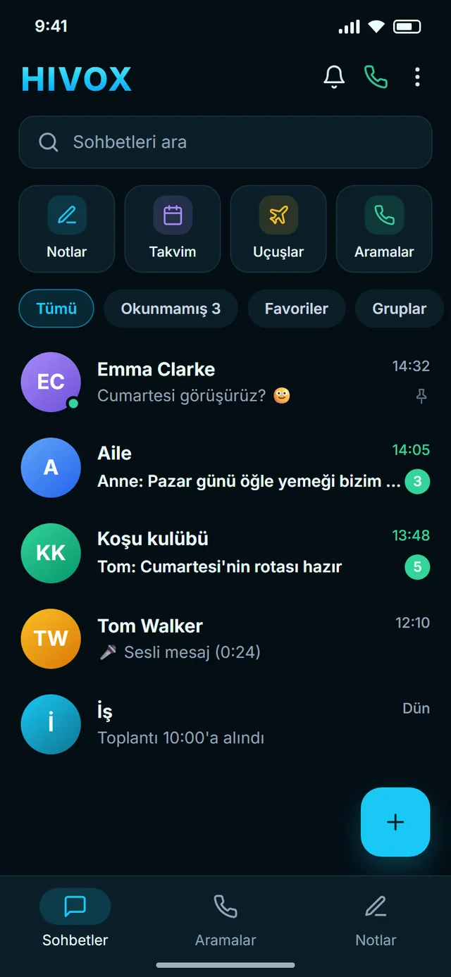 Telefonda HIVOX: Sohbet listesi