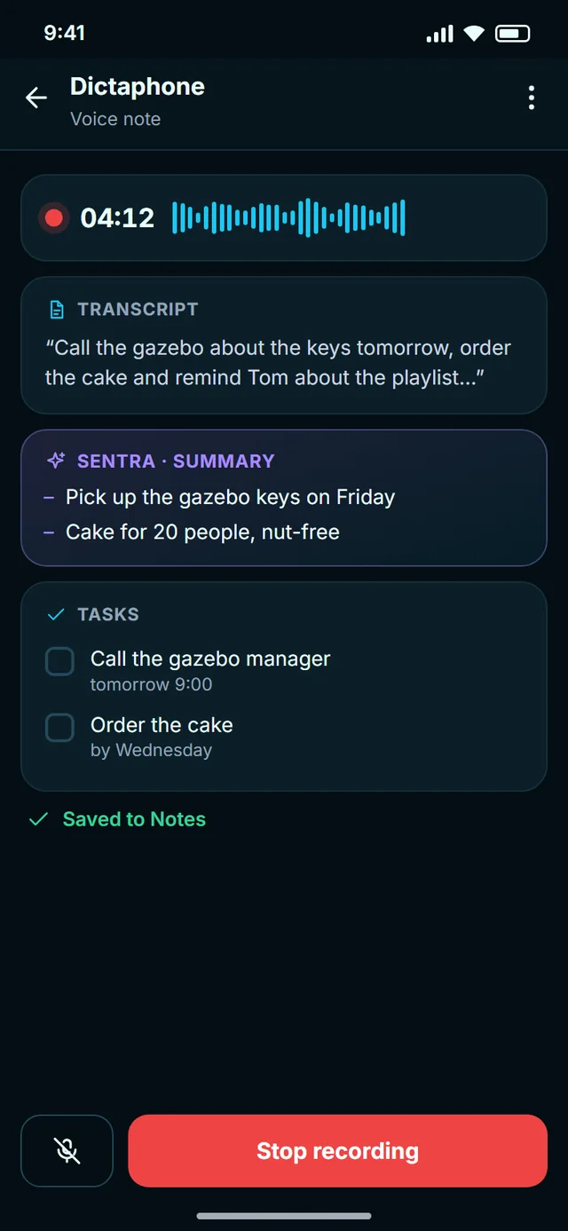 Speak it, SENTRA writes it up