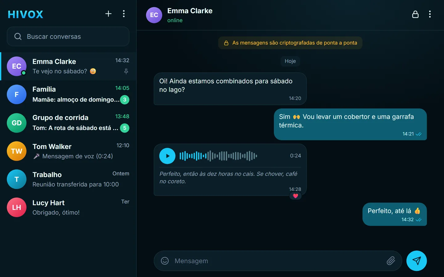 HIVOX Web no navegador: uma conversa